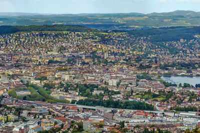 High angle view of townscape against sky