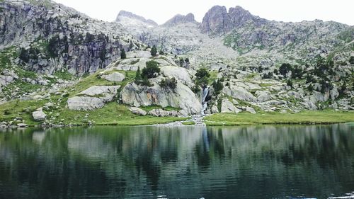 Scenic view of lake and mountains