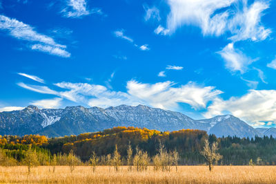 Scenic view of landscape against cloudy sky