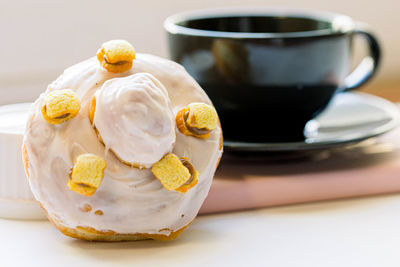 Close-up of dessert on table