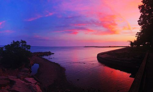 Scenic view of sea against sky during sunset