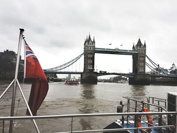 Suspension bridge over river