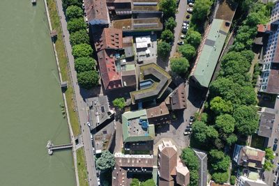 High angle view of buildings in city