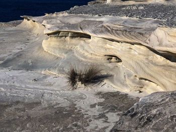 High angle view of frozen land