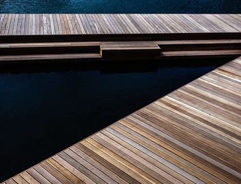 High angle view of pier over lake