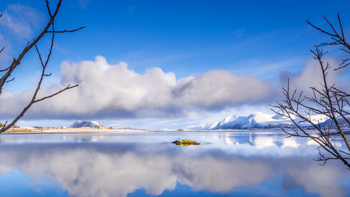 Scenic view of lake against sky