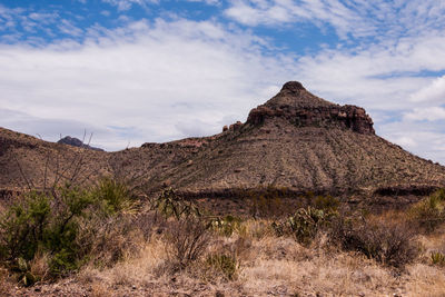 Scenic view of desert rock formation against sky