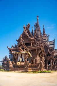 View of historical building against clear blue sky