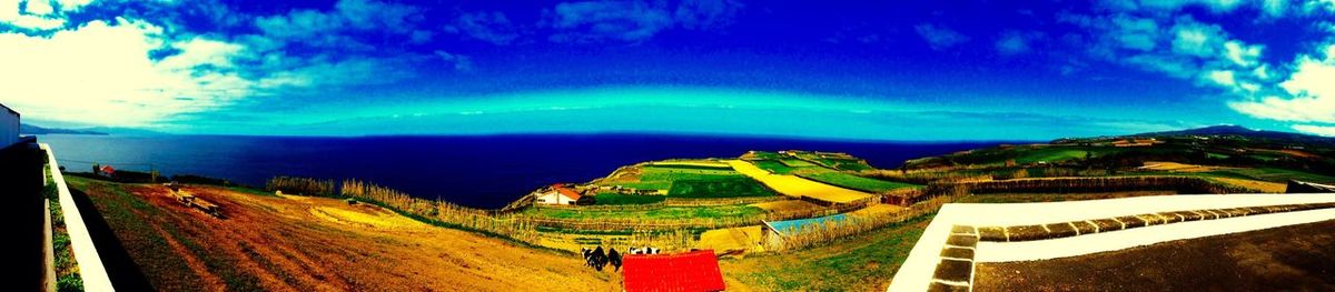 Scenic view of sea against cloudy sky