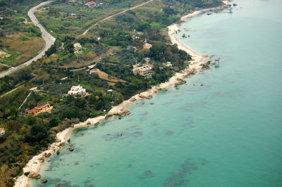 High angle view of beach