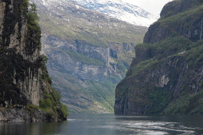 Scenic view of sea and mountains