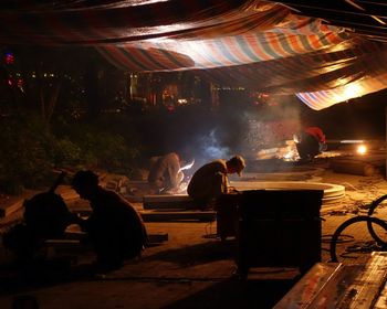 Illuminated lights at night