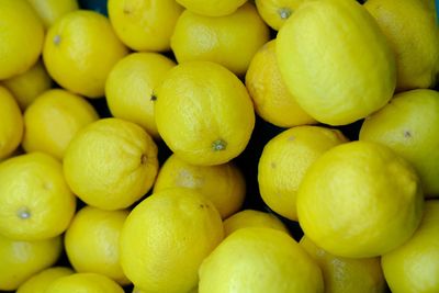 Full frame shot of lemons in market