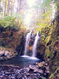 Scenic view of waterfall
