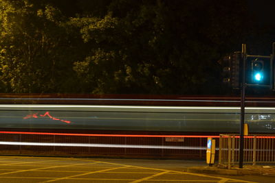 Light trails on road at night