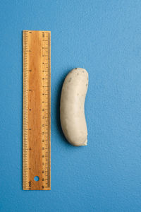 High angle view of blue bread on table