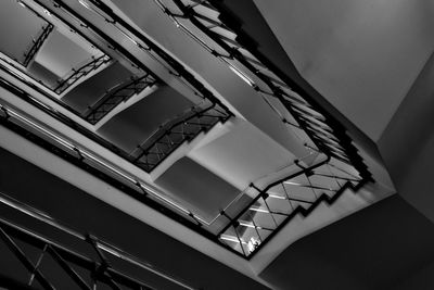 Low angle view of spiral staircase in building