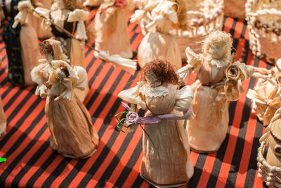 Rear view of women standing on stage