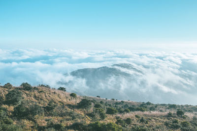 Scenic view of mountains against sky