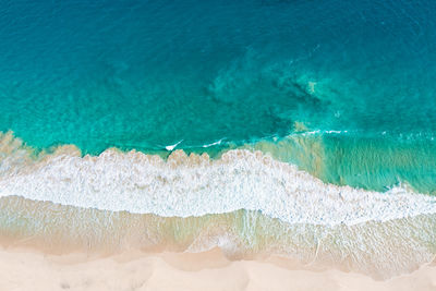 High angle view on wave of atlantic ocean at santa monica beach