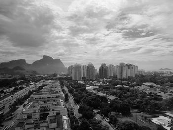 High angle view of buildings in city