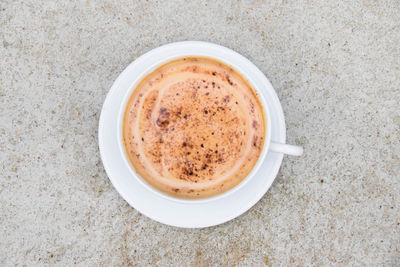 High angle view of coffee on table