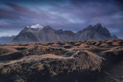 Stokksnes beach at vestrahorn mountains in hofn, iceland