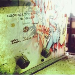 Close-up of text on wall