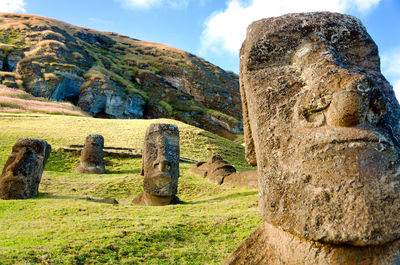 Ancient statues in chile