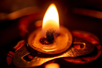 Close-up of burning candle