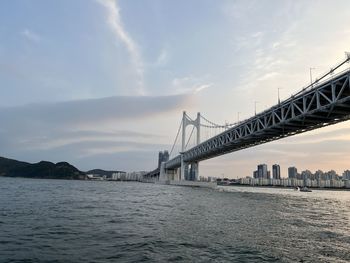 Low angle view of suspension bridge