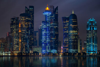 Beautiful doha skyline after sunset.