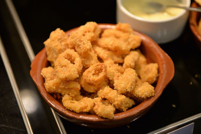 High angle view of food in bowl