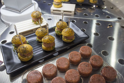 High angle view of food on table