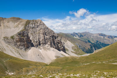 Panoramic view of landscape and mountains against sky