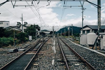 Railway tracks against sky