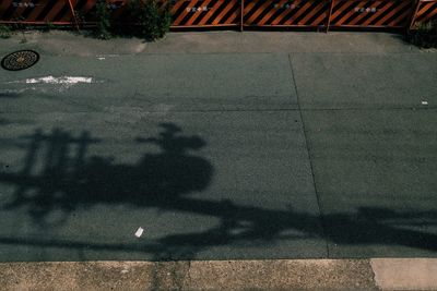 High angle view of street light on footpath