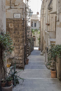 Narrow alley amidst buildings in town