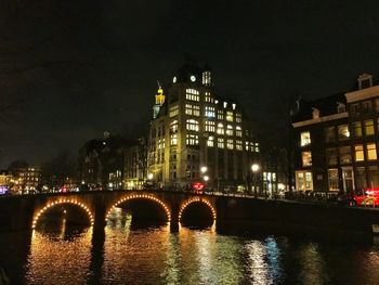 Illuminated buildings at night