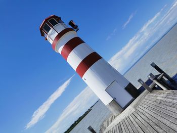 Low angle view of lighthouse against sky