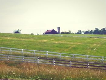 Fence on grassy field