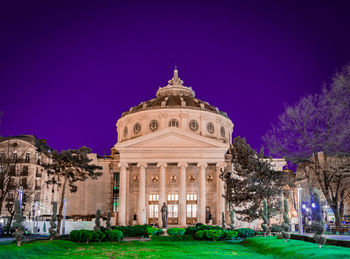 View of city at night