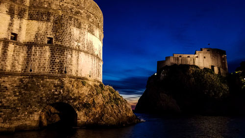 View of fort against the night sky