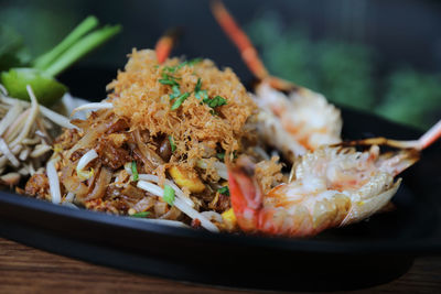 Close-up of food in plate on table