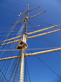 Low angle view of electricity pylon against clear sky