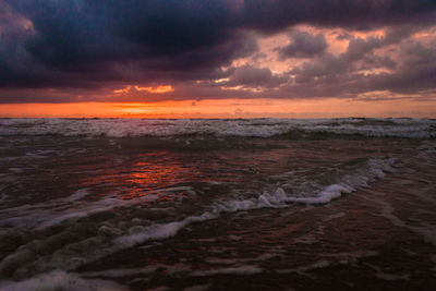 Scenic view of sea against cloudy sky