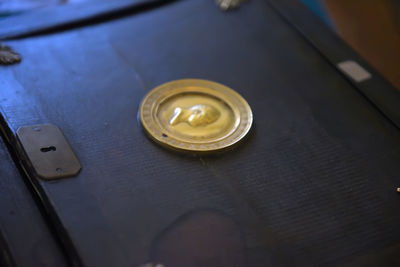 High angle view of electric lamp on table