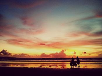 Scenic view of sea at sunset