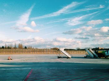 Passenger boarding bridges on airport runway