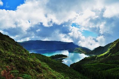 Scenic view of mountains against sky